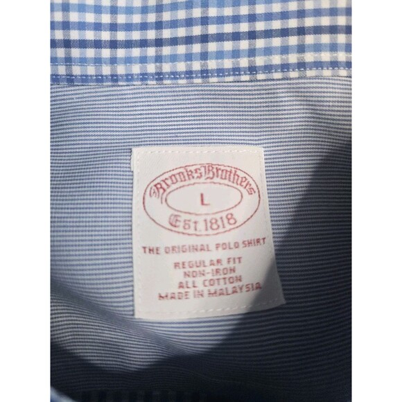 Brooks Brothers Shirt Mens Large Button Down Original Polo Blue Check All Cotton - Picture 3 of 5